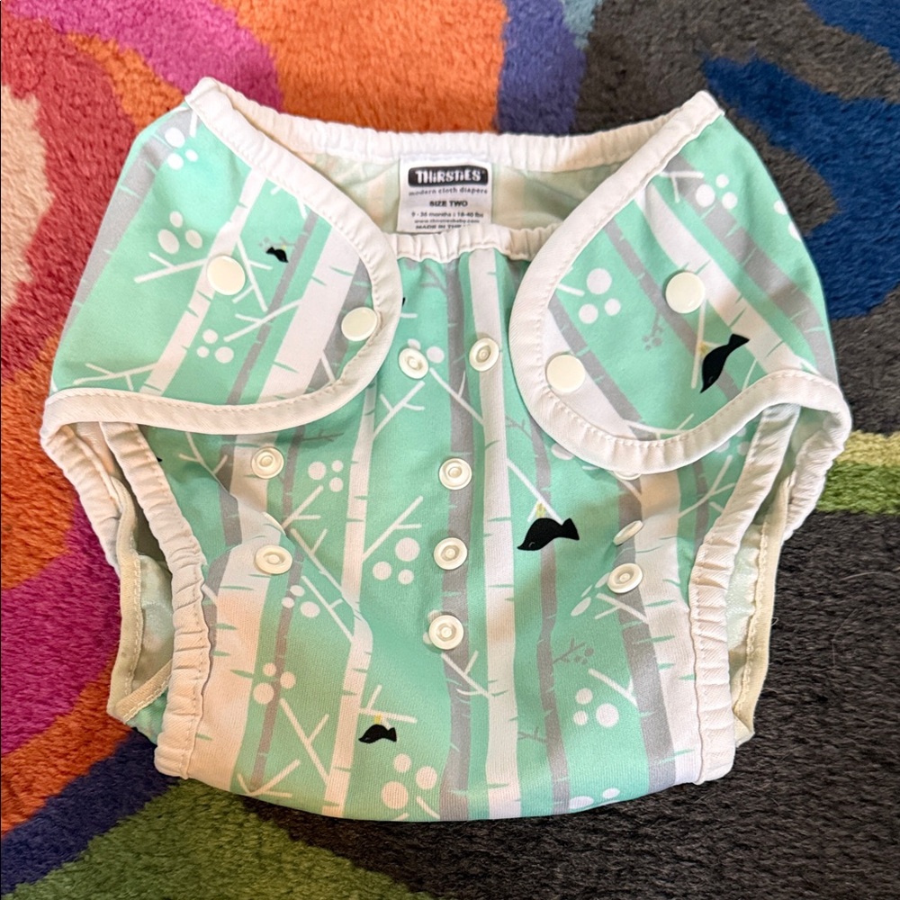 Thirsties diaper cover, GUC, size Two, Snap closure, adjustable snaps